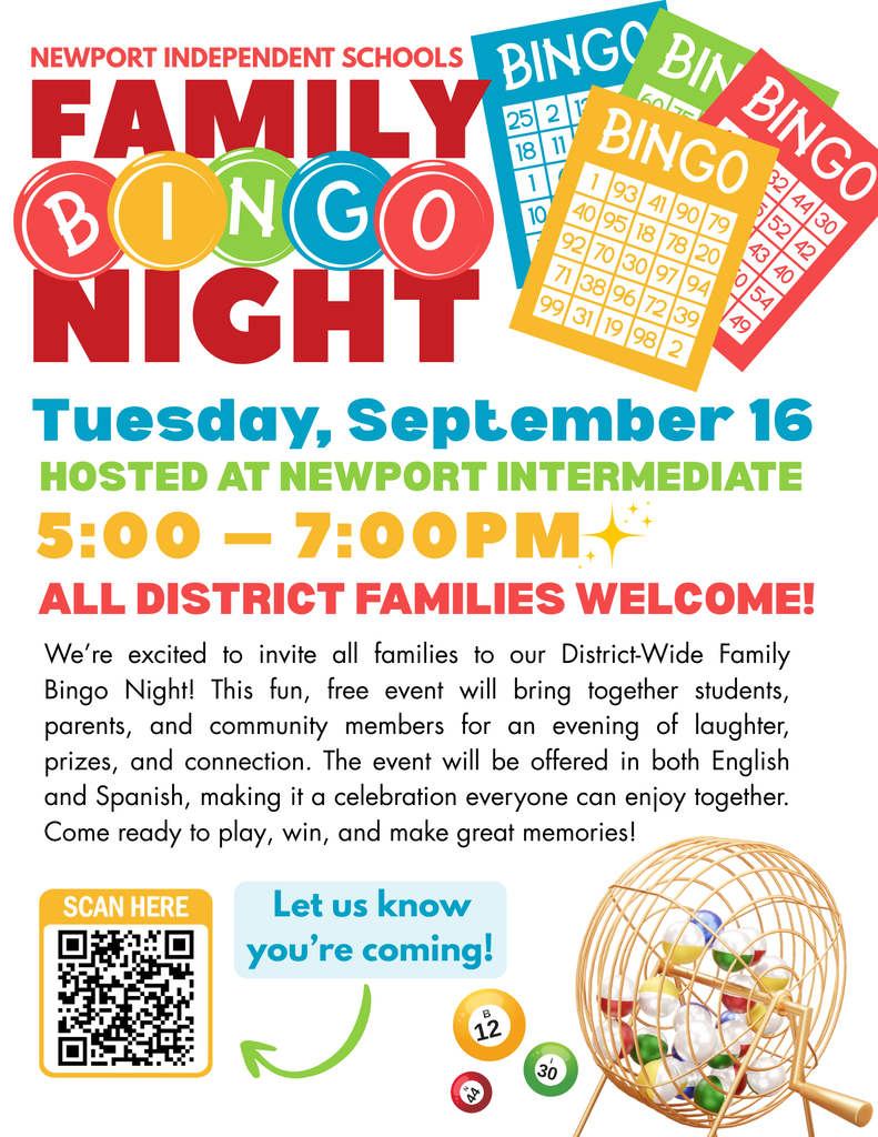 Family Bingo Night - Tuesday, September 16th, 2025 - 5:00 to 7:00 PM