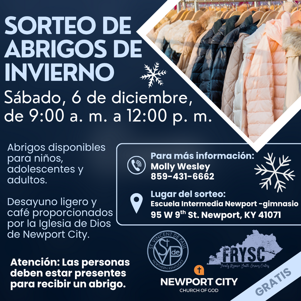 Winter Coat Giveaway - December 6th - 9AM to 12PM