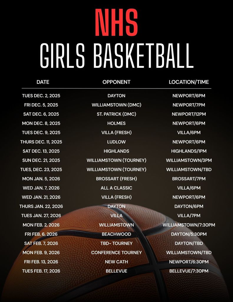 25-26 NHS Girl's Basketball Schedule