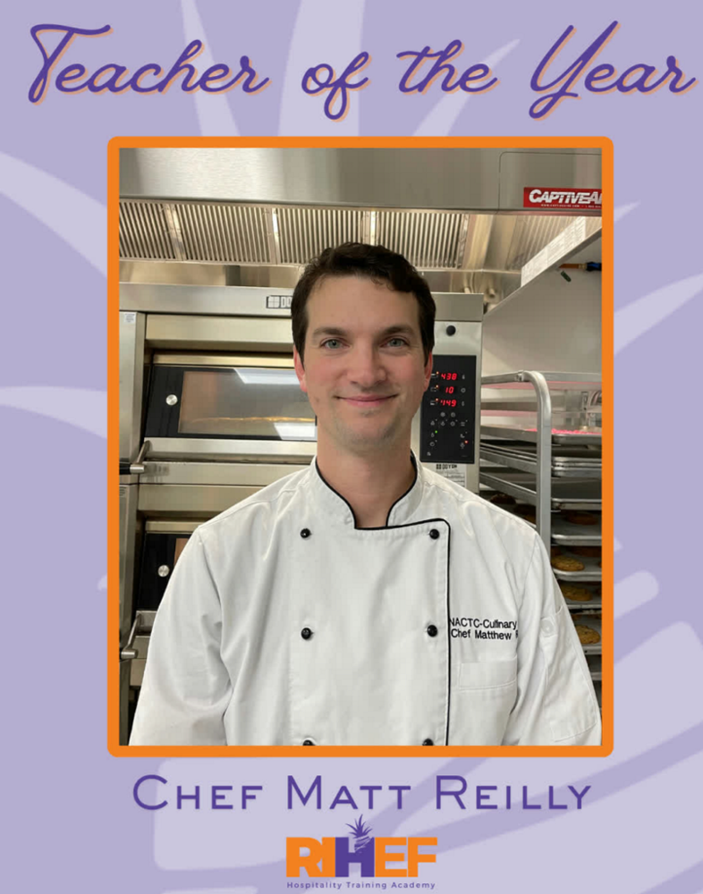 NACTC Chef Matt Reilly Receives RI Hospitality Education Foundation's Teacher Of The Year Award