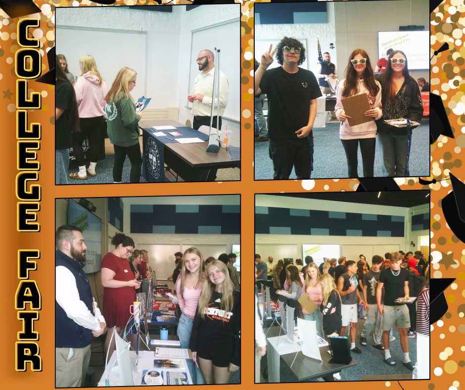 Students attending a college fair.