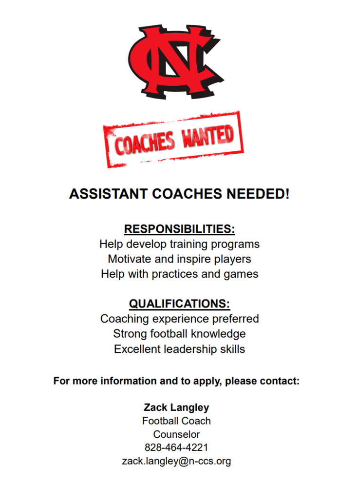 Assistant Coaches Needed