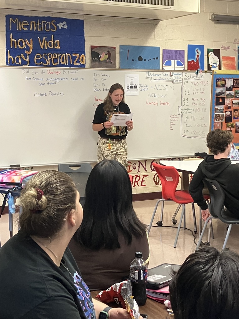 A student in Ms. Ward's class reads Ben Franklin's closing speech