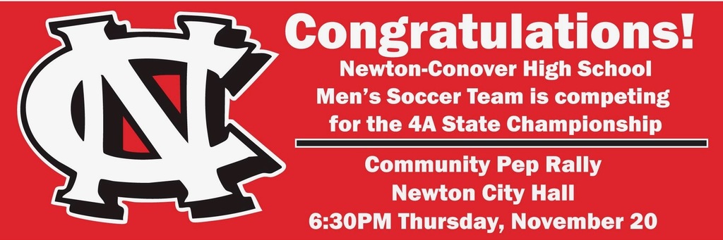 CONGRATULATIONS NCHS SOCCER TEAM COMPETING IN STATE CHAMPIONSHIP  PEP RALLY