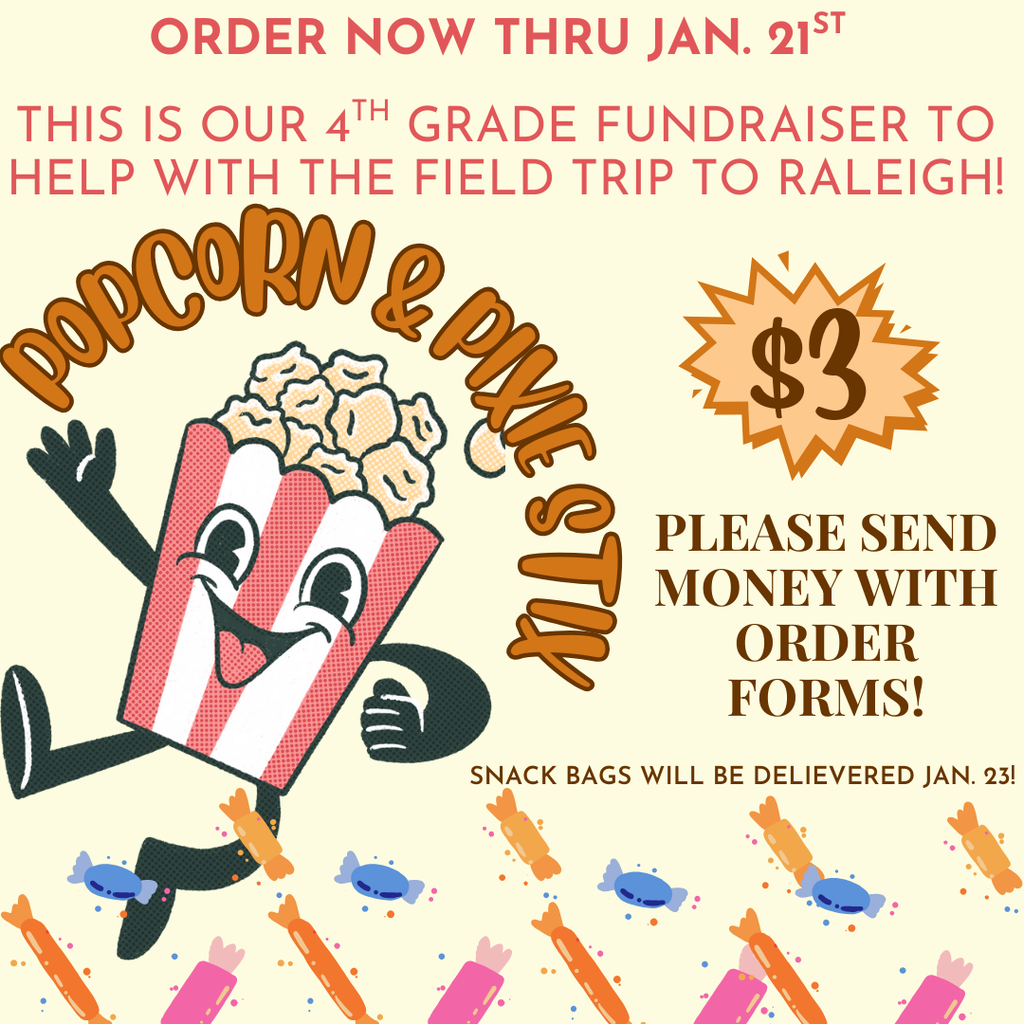 Popcorn & Pixie Stix Fundraiser flyer