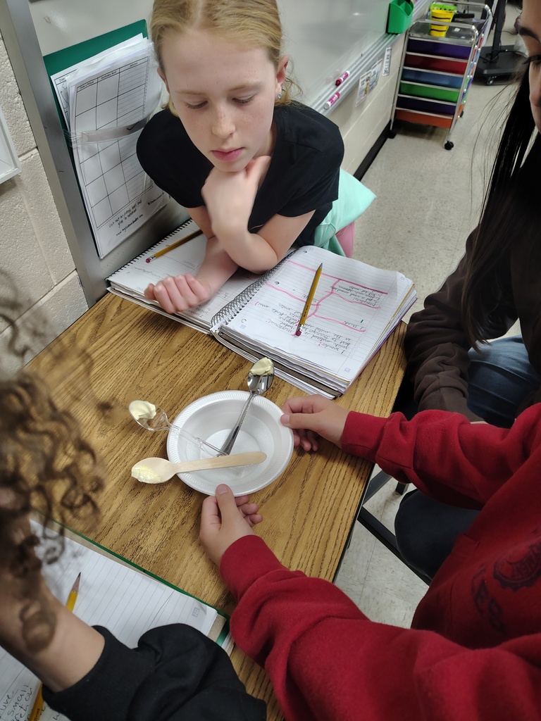 Mrs. White's 5th graders conducting experiments to learn more about thermal energy.