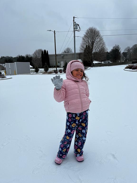 prek playing in the snow