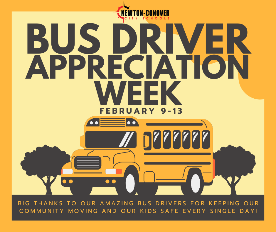 Bus Driver Appreciation Week:  Big thanks to our amazing bus drivers for keeping our community moving and our kids safe every single day.