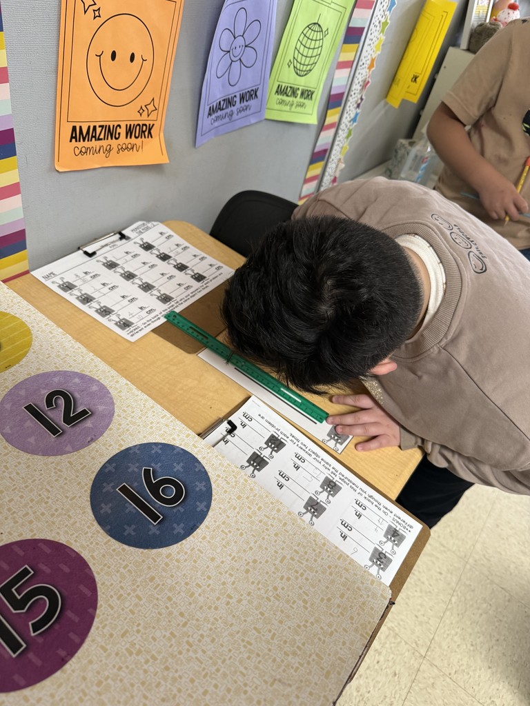 Mrs. Smyre's 2nd graders, working on their measurement unit.