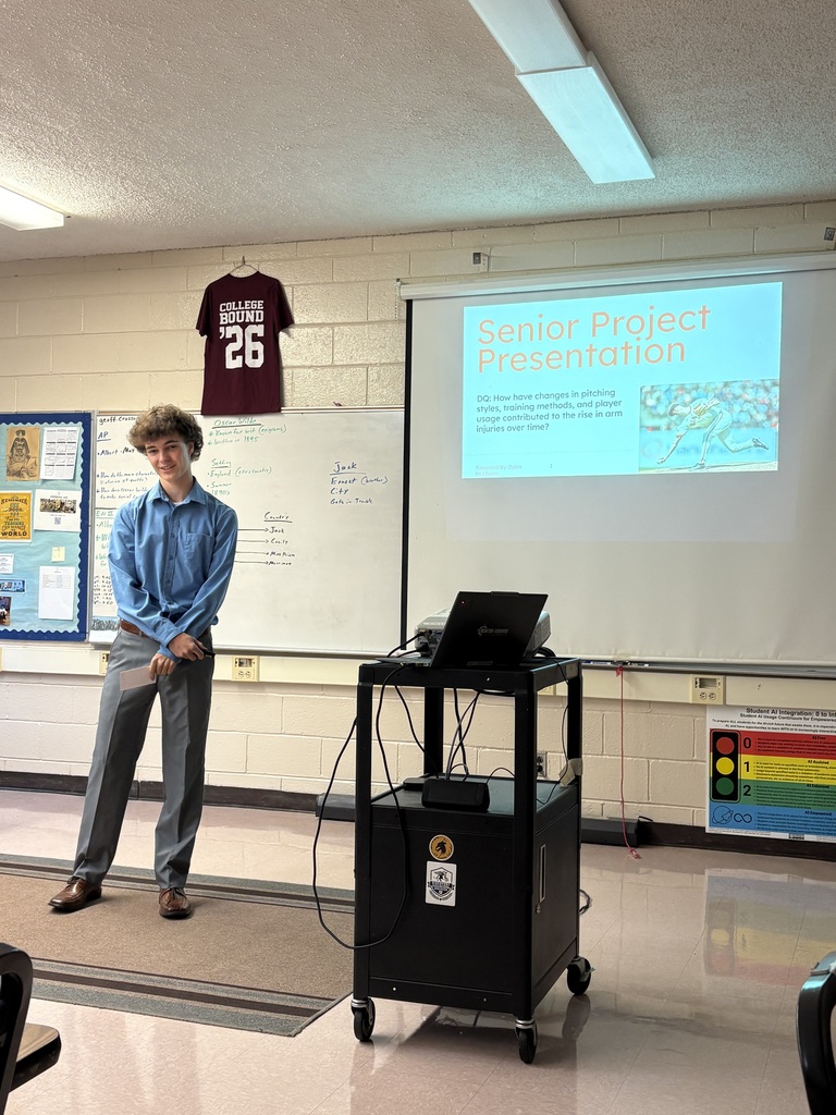 Dylan giving his senior presentation