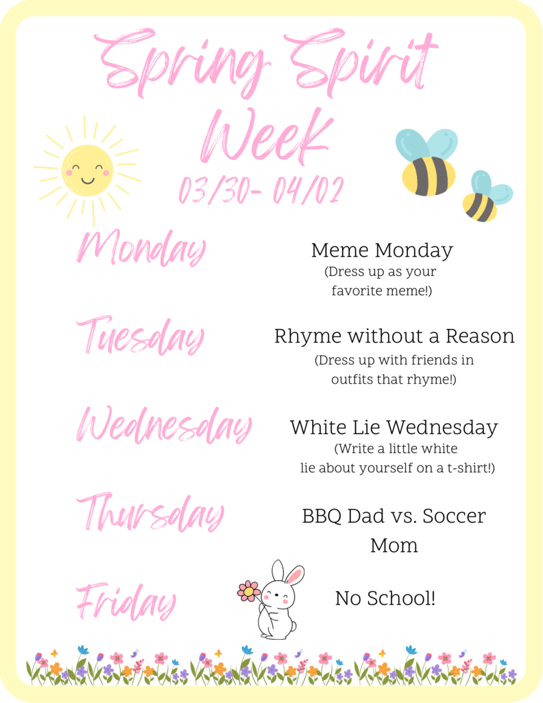 Spring Spirit Week Flyer