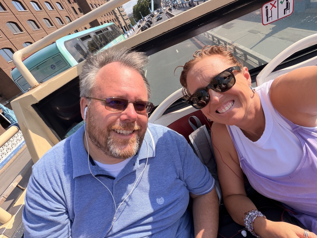 Mrs. Lingle and her hubby, who are becoming world travelers this summer, sightseeing around Europe.