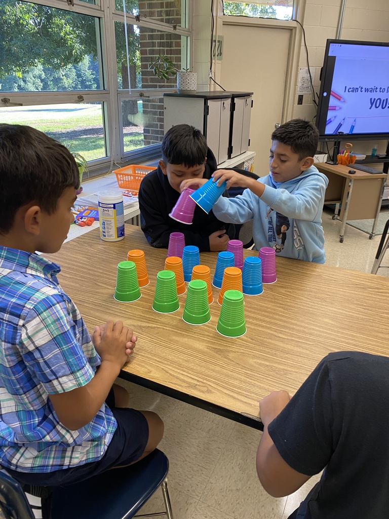 Mrs. King's 4th graders doing icebreakers to kick off the school year