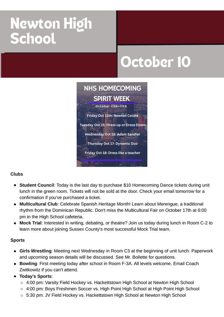 10-10 Daily Announcements