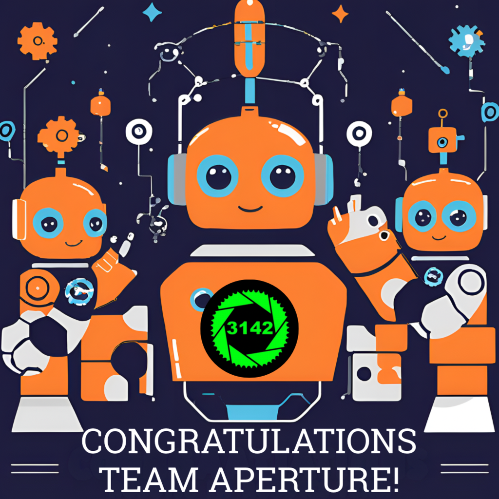 Robots and Gears pictured- congratulating our Robotics team
