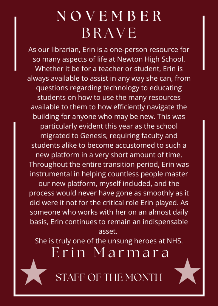 Erin Marmara staff of the month