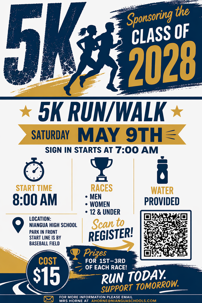 Come join us to support the sophomore class with their first ever 5k fun run! It is $15 a person to participate. You will pay when you arrivre. Check in starts at 7:00 am and races start at 8:00 am. We will have prizes for 1st-3rd of each race. 