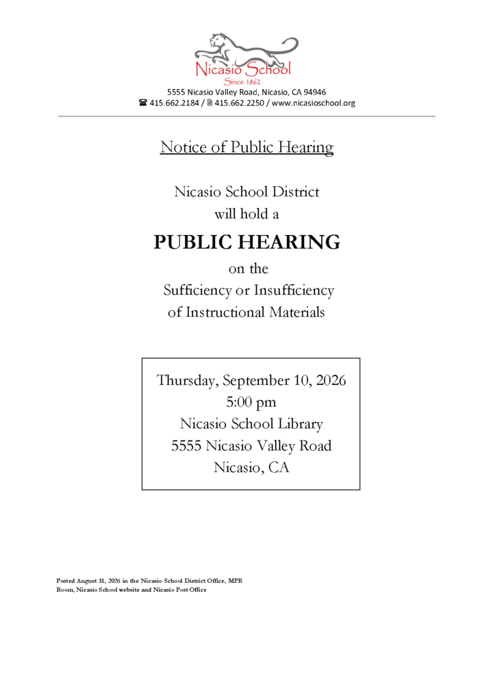 Notice of Public Hearing