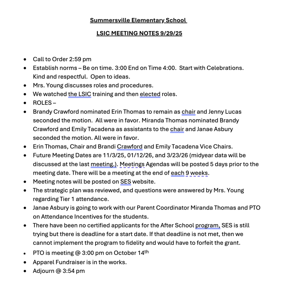 LSIC 9/29/25 Minutes
