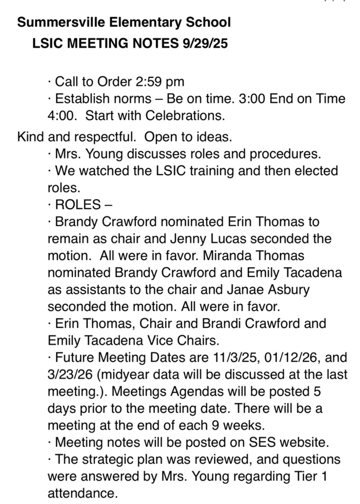 SES LSIC 9/29/25 Minutes