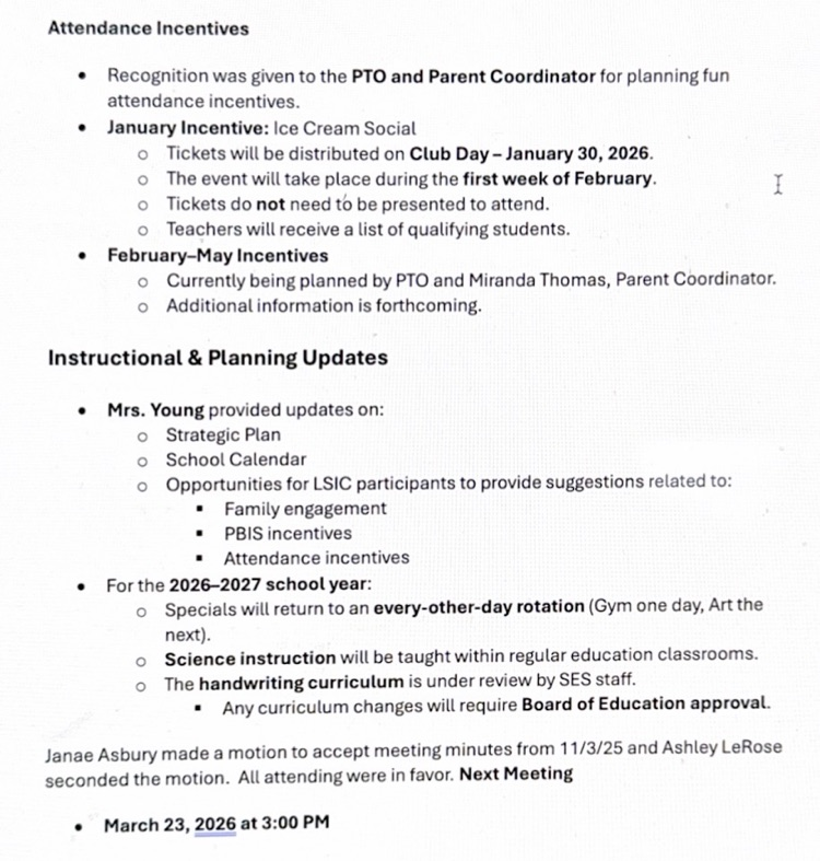 LSIC Meeting Notes 1/12/2026