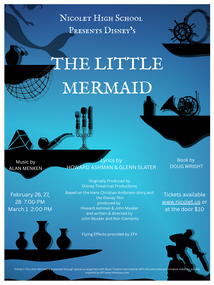 poster presenting the musical little mermaid