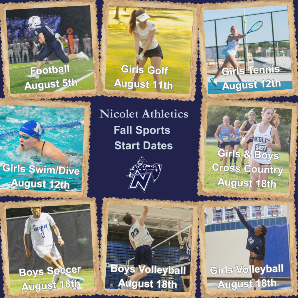 a graphic showing students playing sports