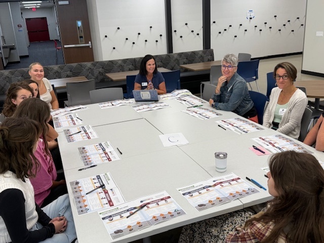 a picture of staff talking