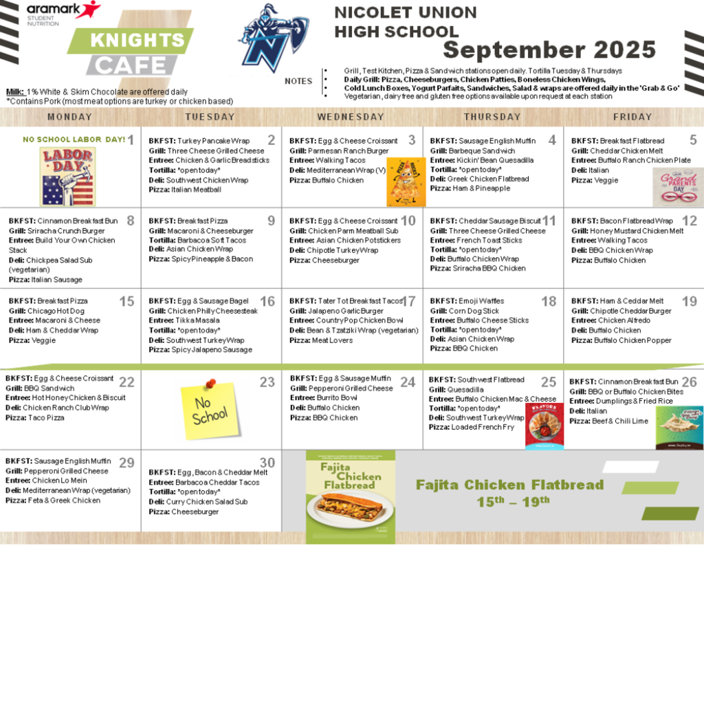 a menu showing what to eat in September