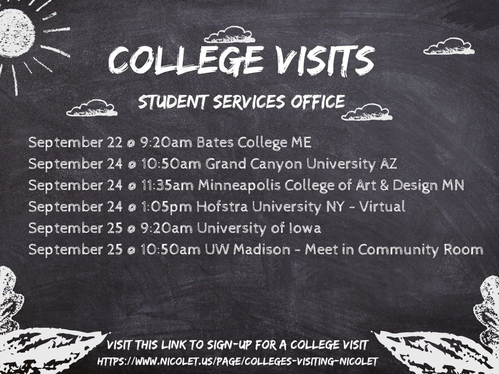 a graphic showing the colleges that are coming to nicolet