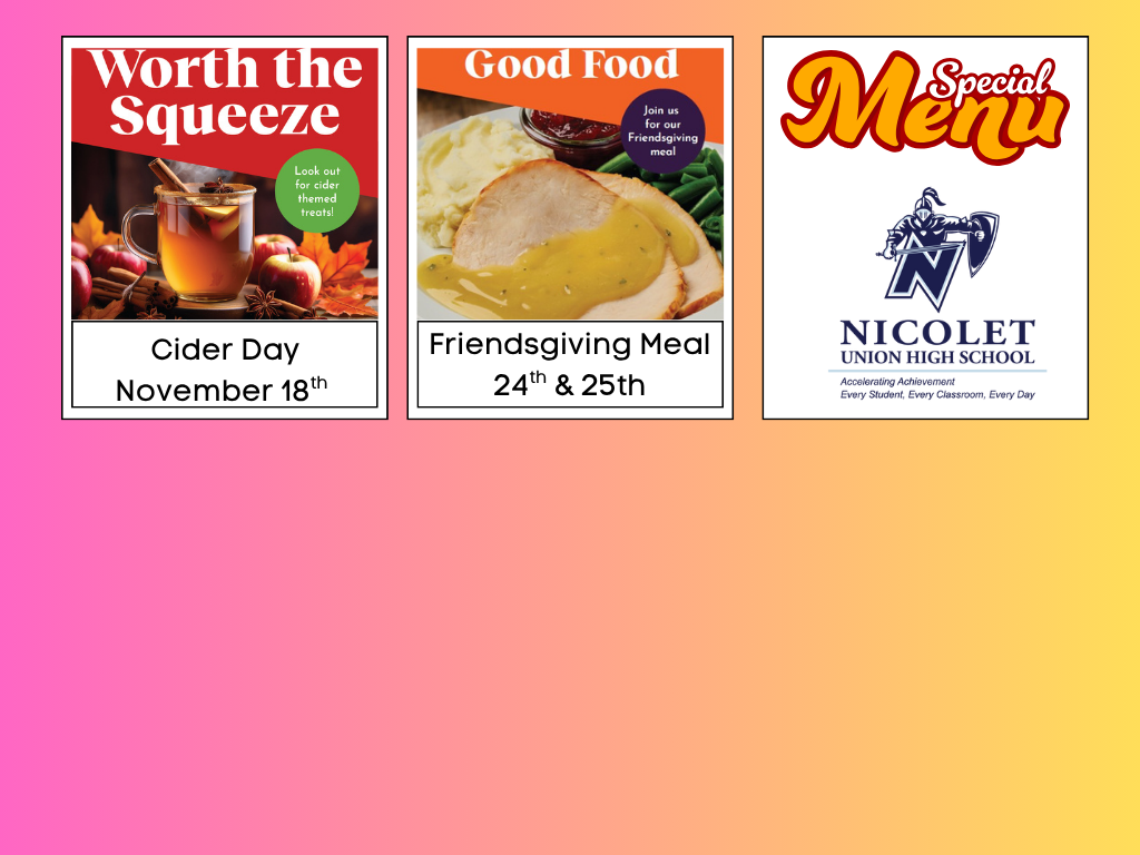 pictures of food offered for the month of november