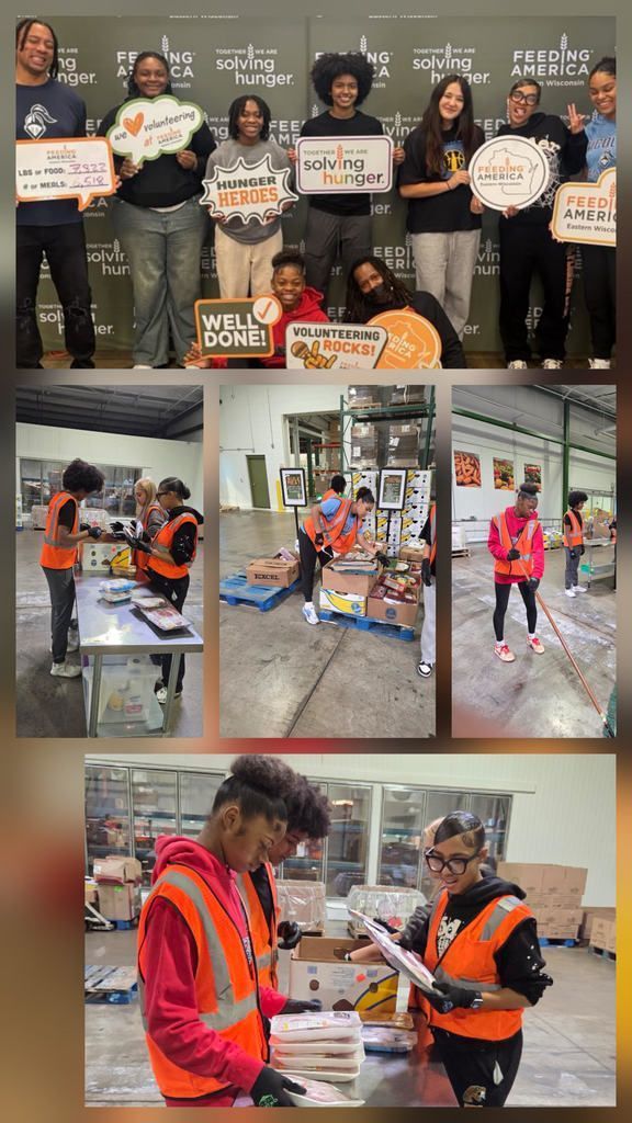 girl basketball team volunteering