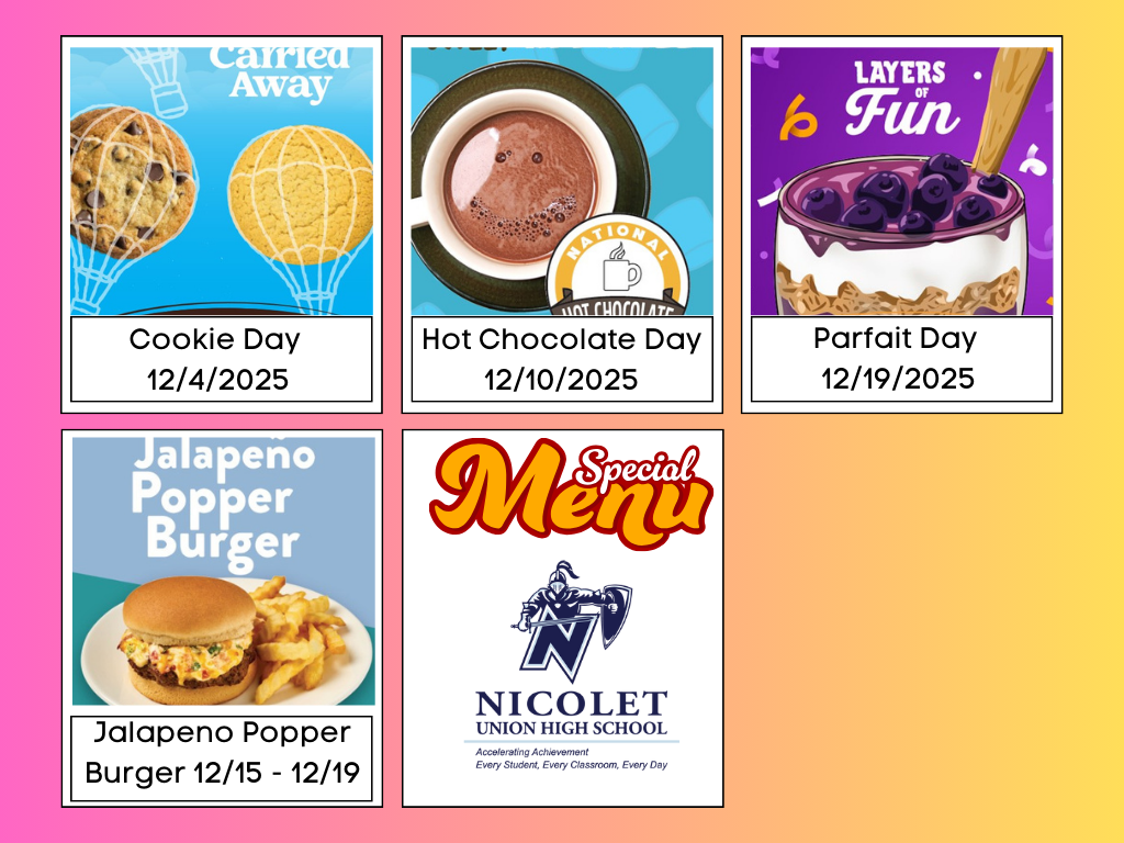 a picture showing the special menu for december