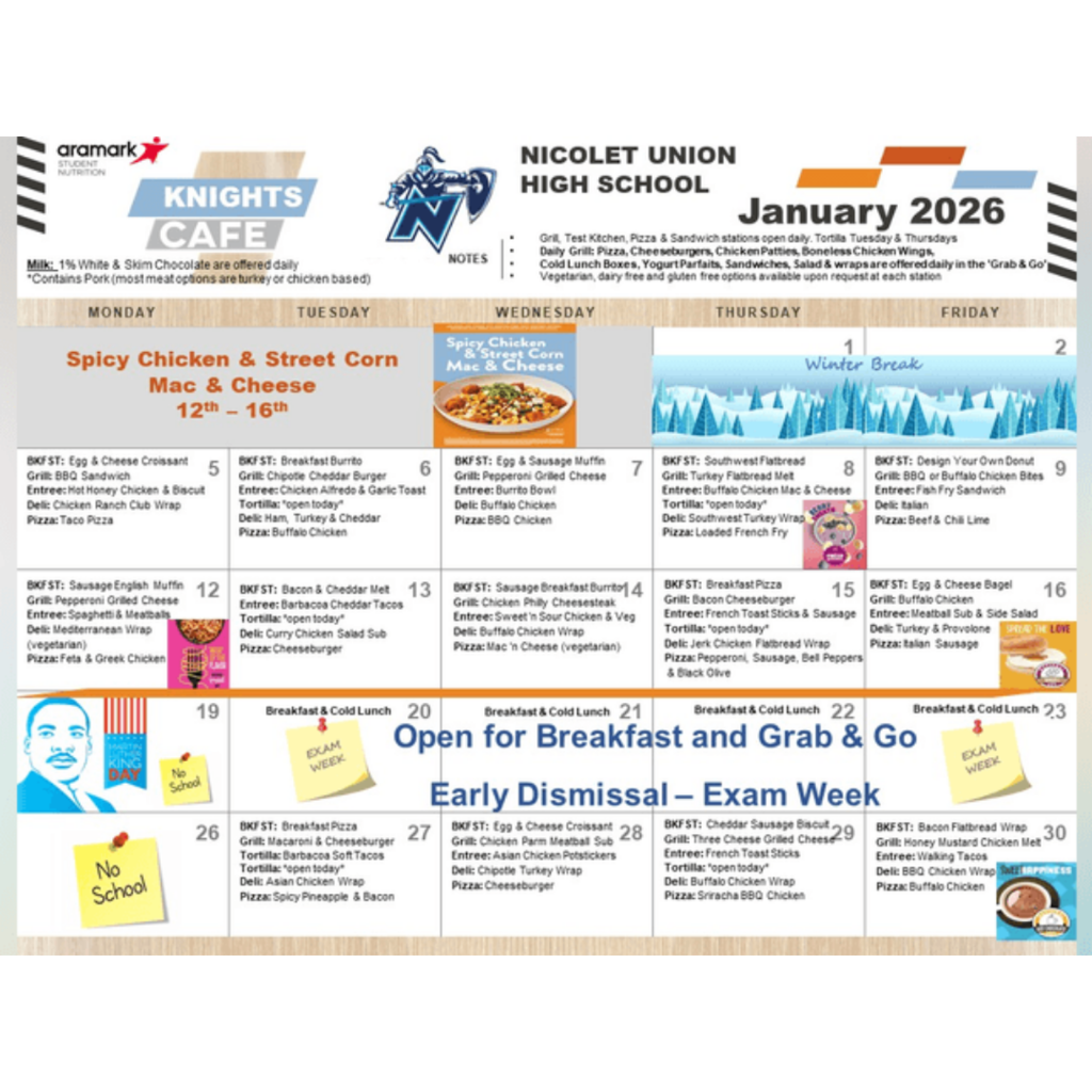 a menu showing lunch items