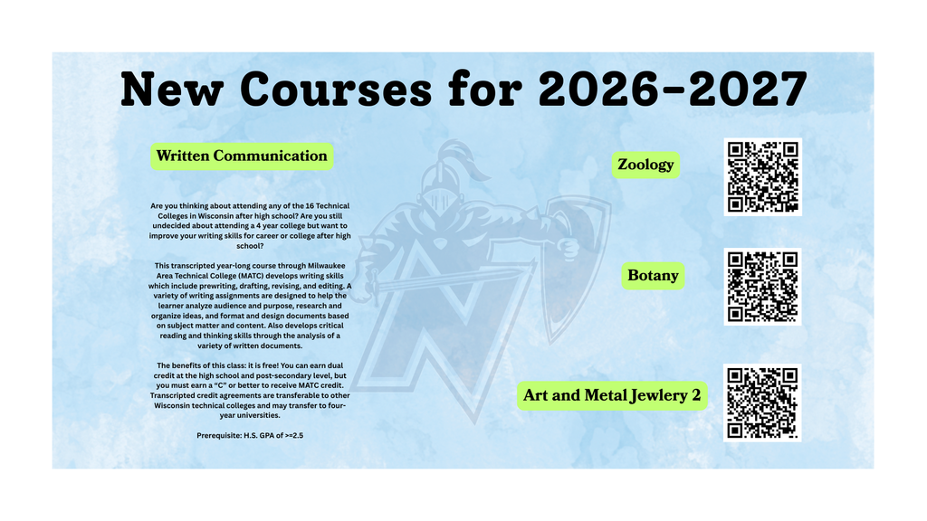 a blue graphic showing information about new courses