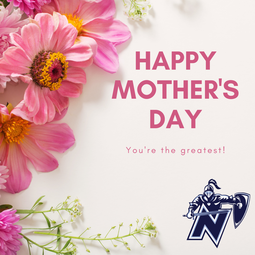 A white background with pink flowers and greenery. The text "HAPPY MOTHER'S DAY" is in pink above a quote. A logo appears at the bottom.