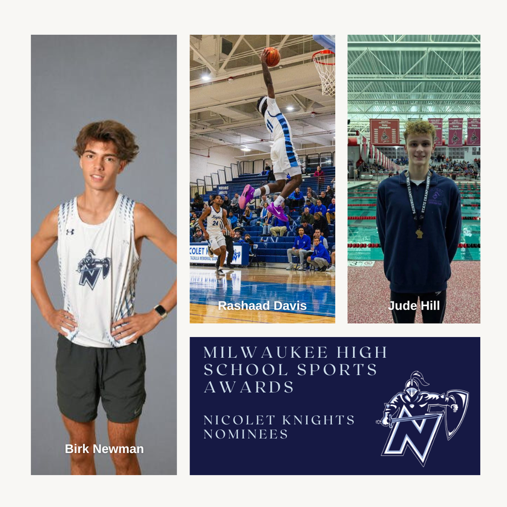 Three images of athletes. One in a white jersey, one jumping over a basketball hoop, one in a pool.