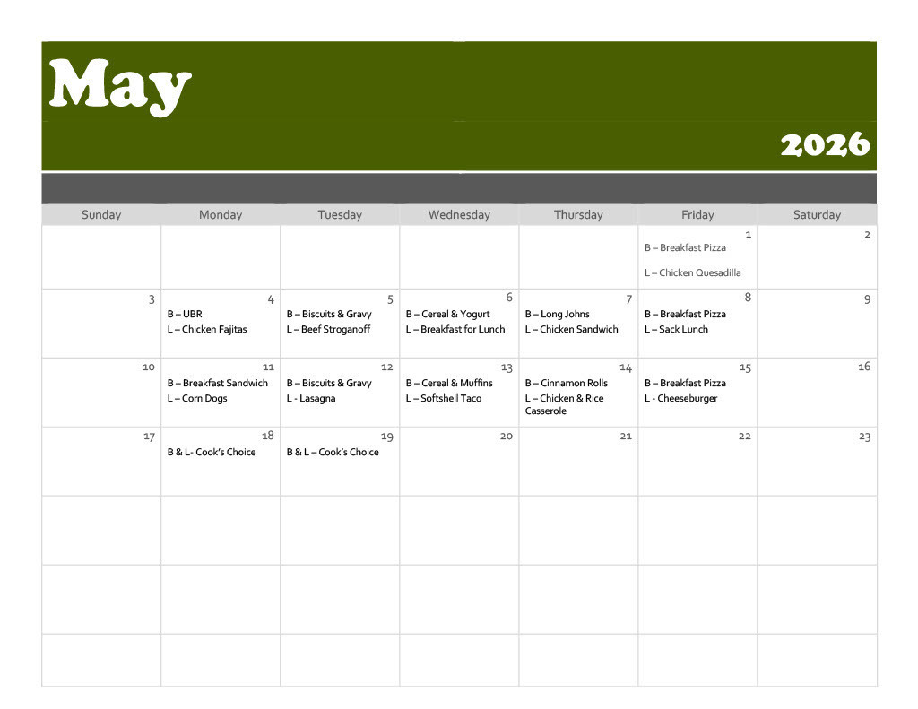 May Menu