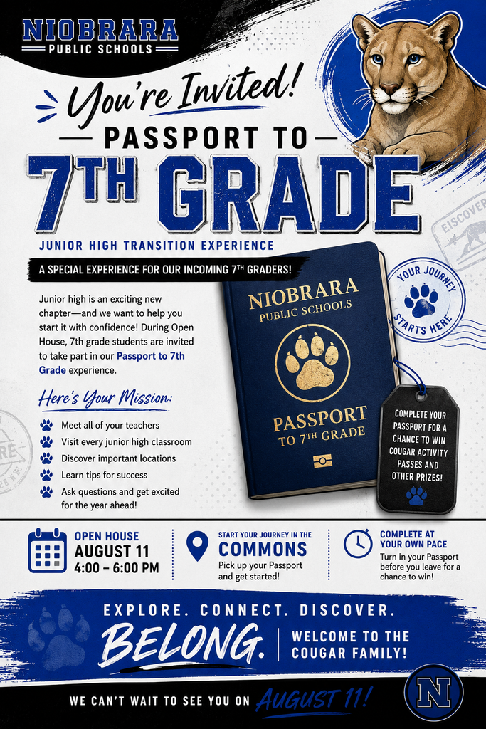 7th Grade Passort Flyer Open Hiouse 4-6 p.m.