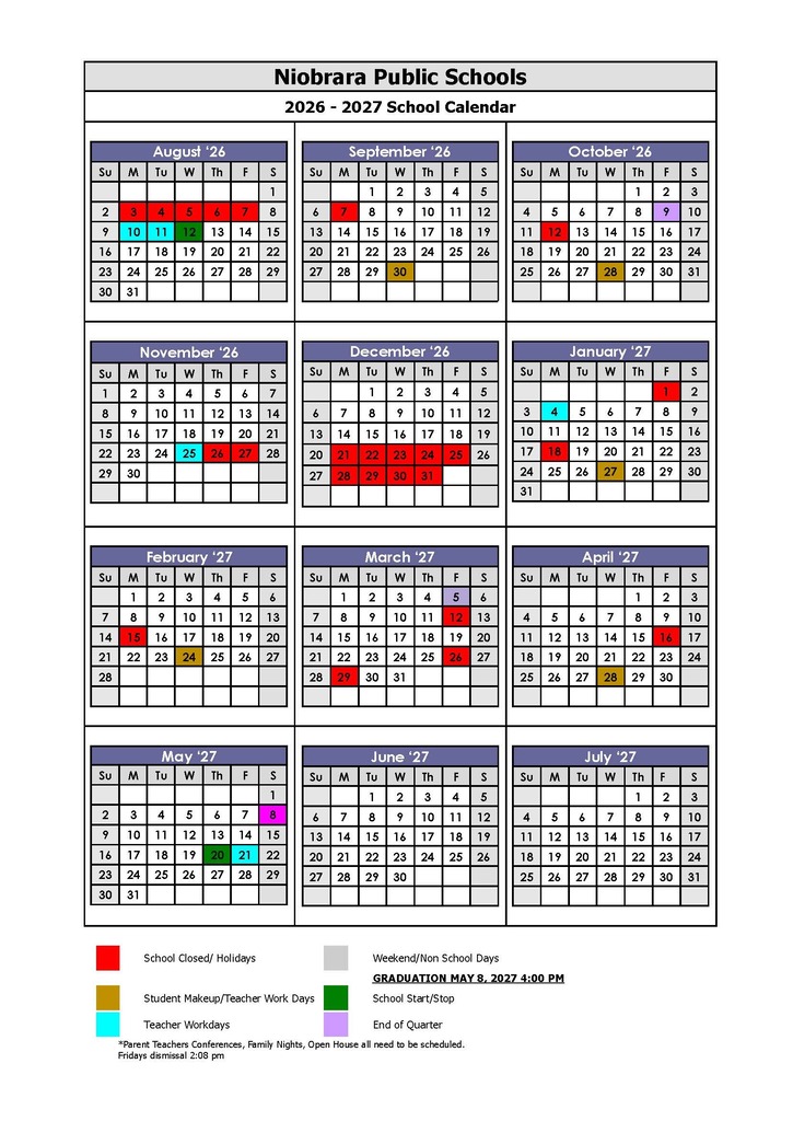 2026-27 Year School Calendar