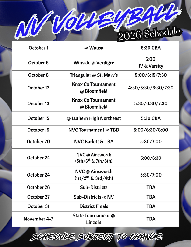 HS Volleyball Schedule -2