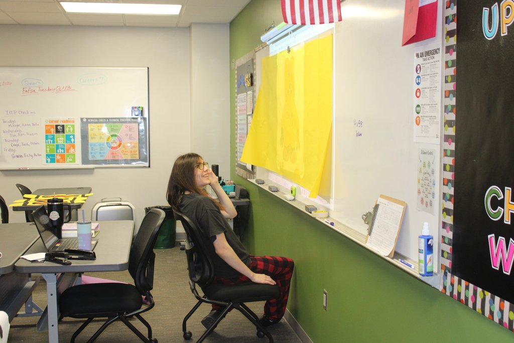 a senior doing some drawing 