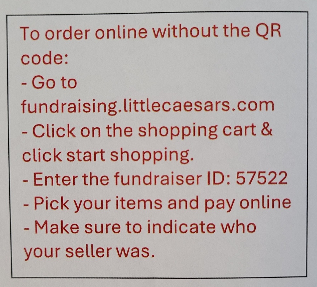 The instructions for online ordering.