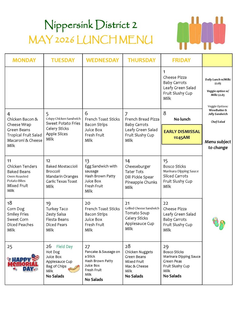 May Lunch Menu