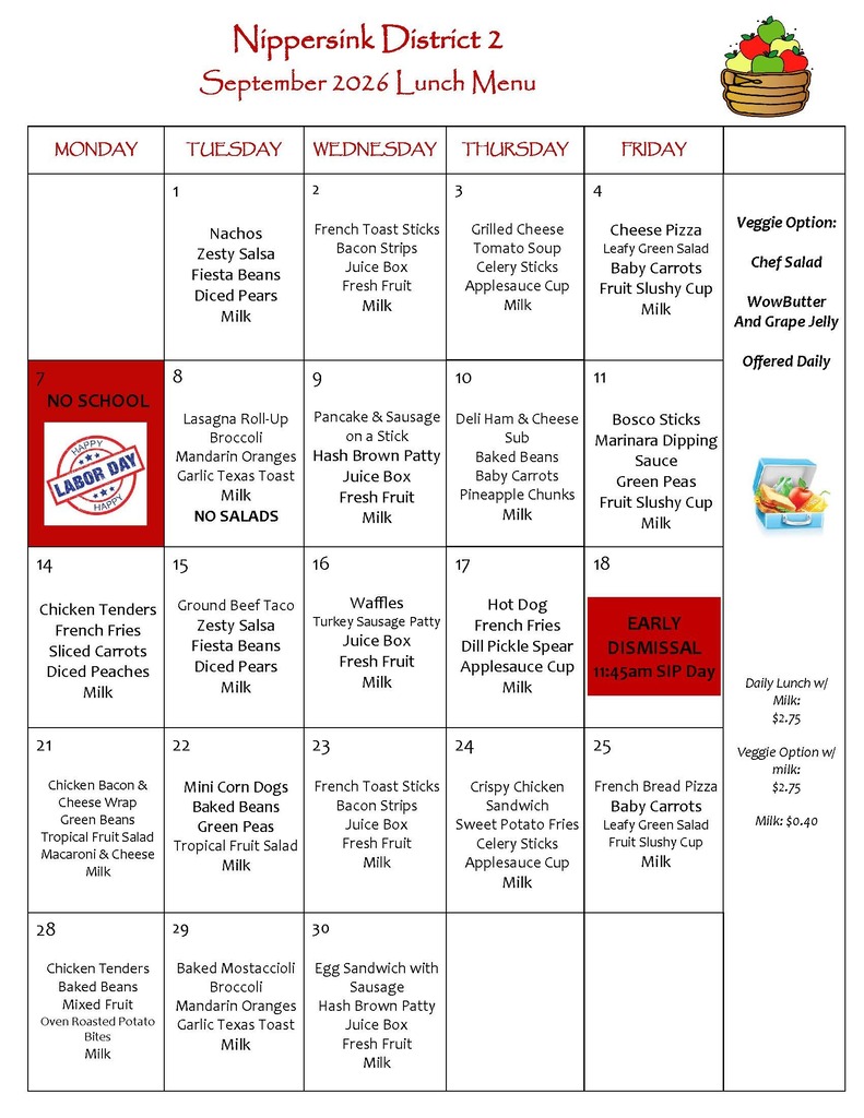 September Lunch Menu