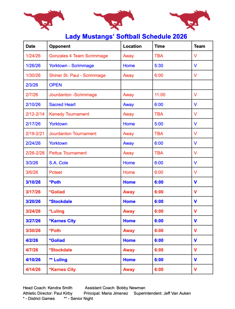 Softball Schedule