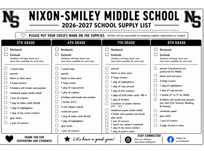 MS supply list