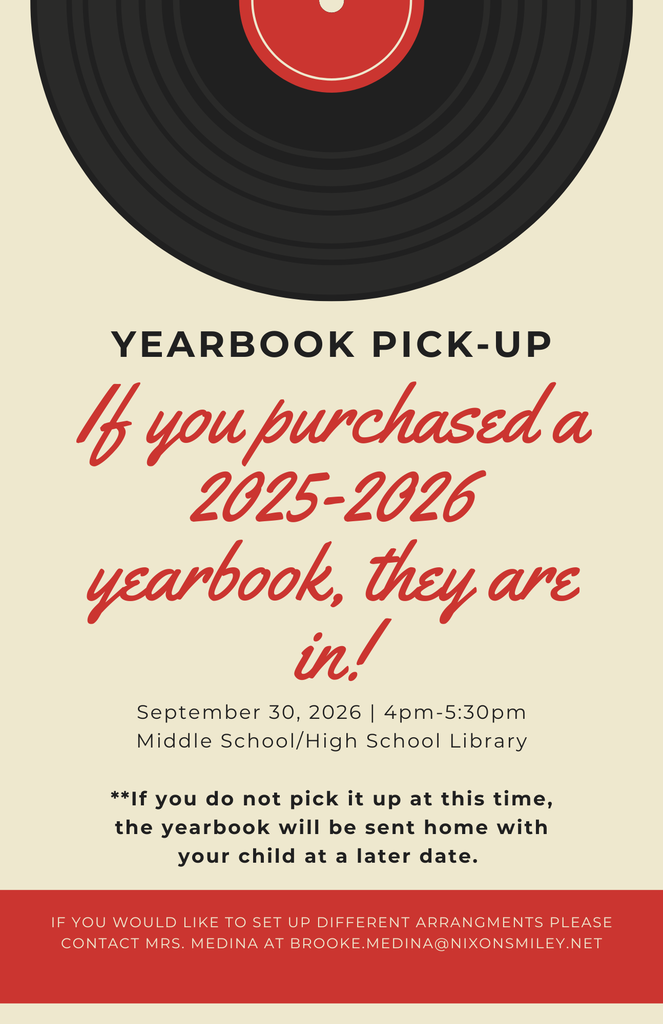2025-2026 Yearbook pickup at library Sept 30, 4pm - 5:30 pm. Talk to Brooke Medina for more information.