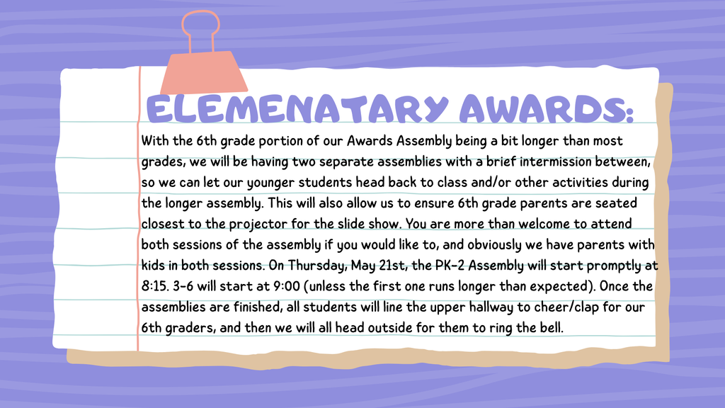 Elementary Awards Info.