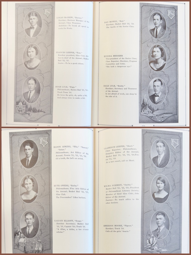 Images from inside the Graham 1924 yearbook showing some of the Senior class.
